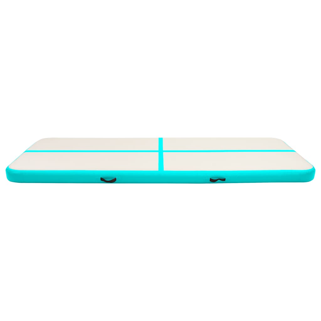 Gymnastiekmat met pomp opblaasbaar 500x100x15 cm PVC groen is nu te koop bij PeponiXL, paradijselijk wonen!