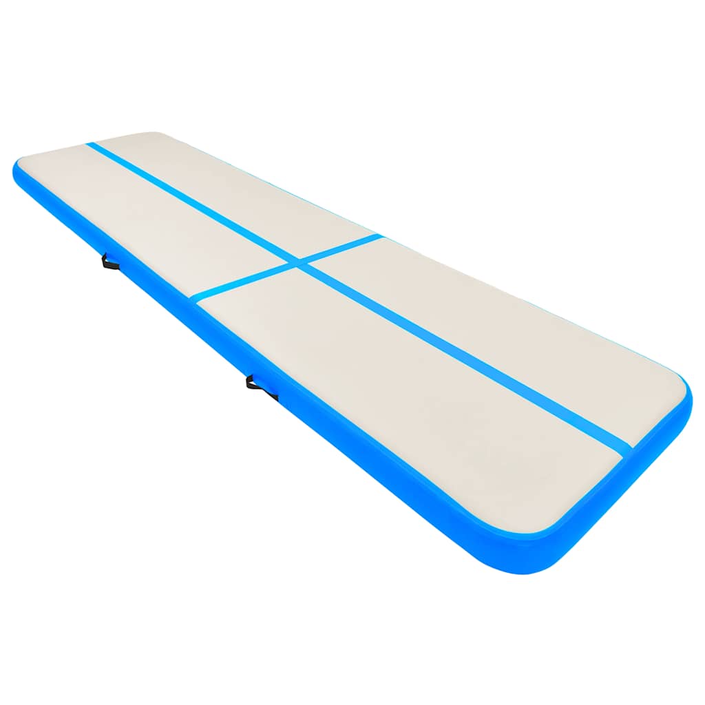 Gymnastiekmat met pomp opblaasbaar 700x100x15 cm PVC blauw is nu te koop bij PeponiXL, paradijselijk wonen!