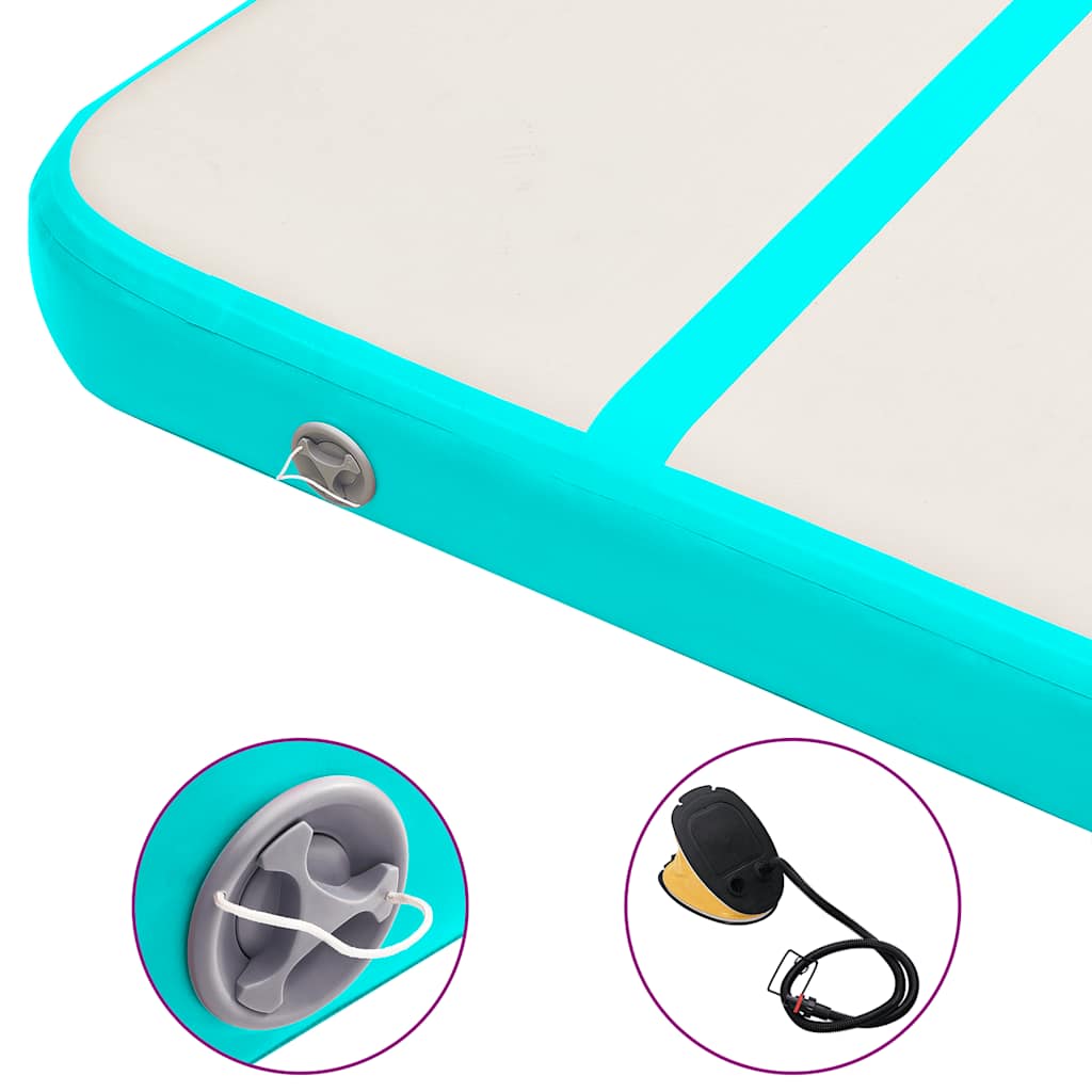 Gymnastiekmat met pomp opblaasbaar 700x100x15 cm PVC groen is nu te koop bij PeponiXL, paradijselijk wonen!