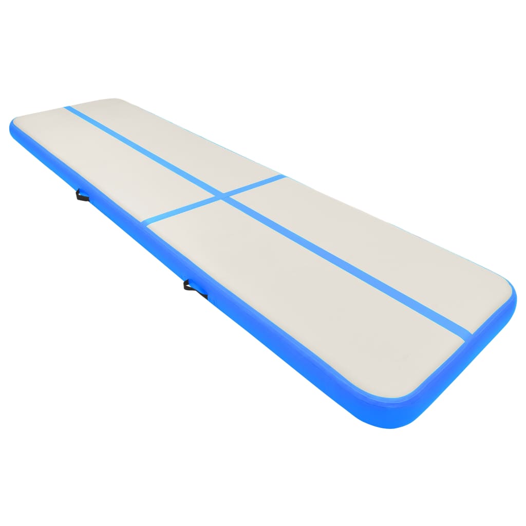Gymnastiekmat met pomp opblaasbaar 800x100x15 cm PVC blauw is nu te koop bij PeponiXL, paradijselijk wonen!