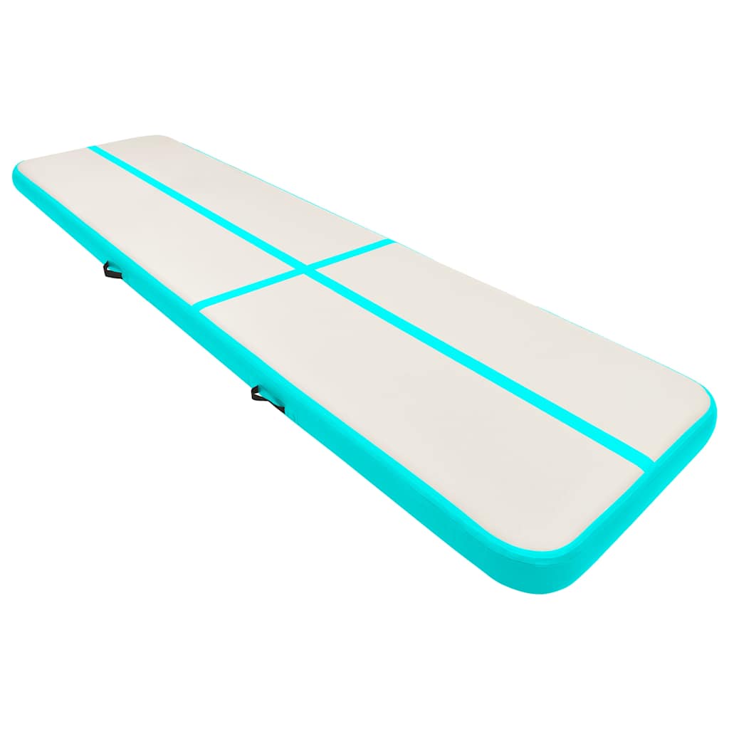 Gymnastiekmat met pomp opblaasbaar 800x100x15 cm PVC groen is nu te koop bij PeponiXL, paradijselijk wonen!
