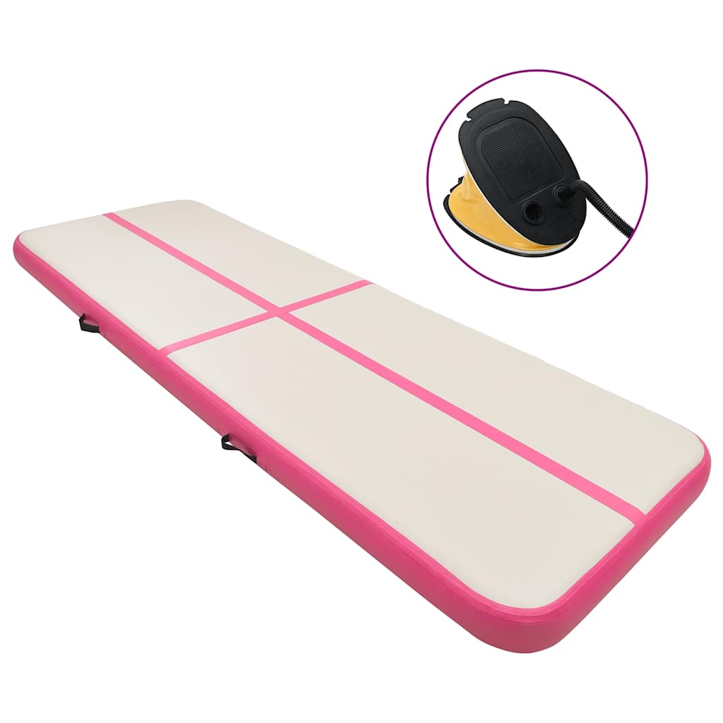 Gymnastiekmat met pomp opblaasbaar 400x100x20 cm PVC roze is nu te koop bij PeponiXL, paradijselijk wonen!