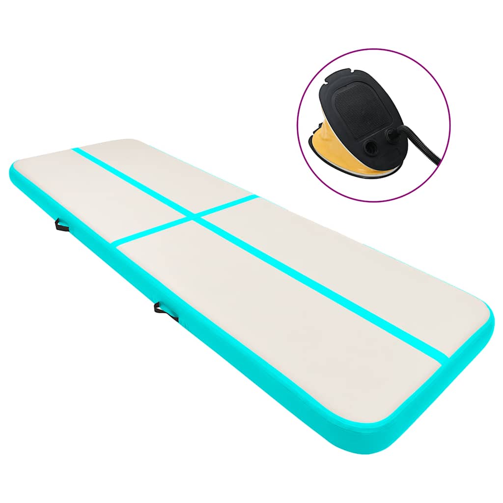 Gymnastiekmat met pomp opblaasbaar 500x100x20 cm PVC groen is nu te koop bij PeponiXL, paradijselijk wonen!