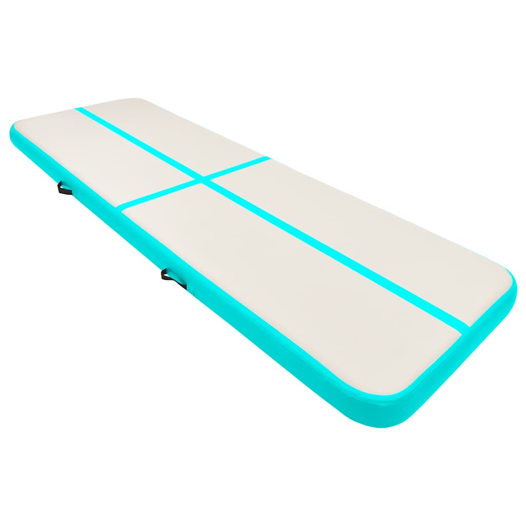 Gymnastiekmat met pomp opblaasbaar 500x100x20 cm PVC groen is nu te koop bij PeponiXL, paradijselijk wonen!