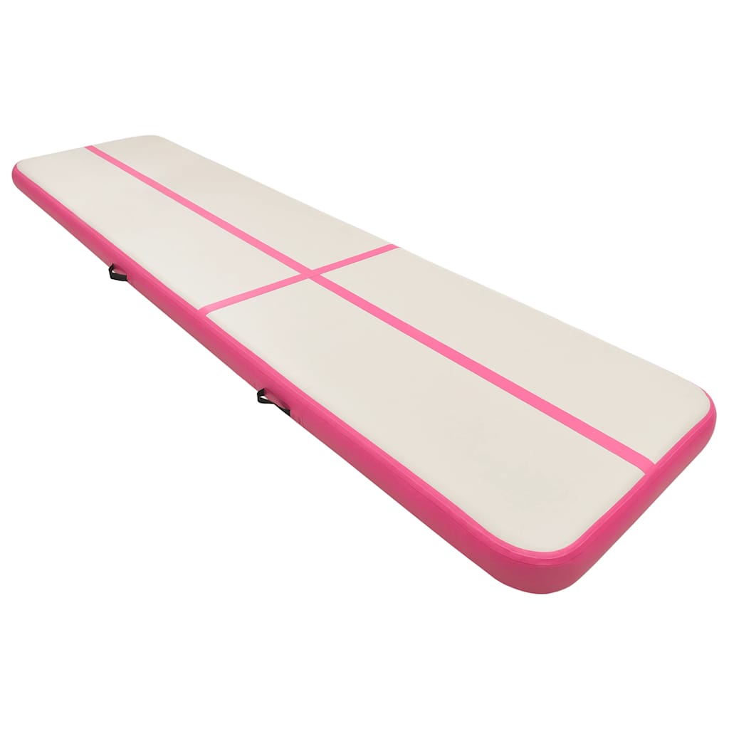 Gymnastiekmat met pomp opblaasbaar 600x100x20 cm PVC roze is nu te koop bij PeponiXL, paradijselijk wonen!
