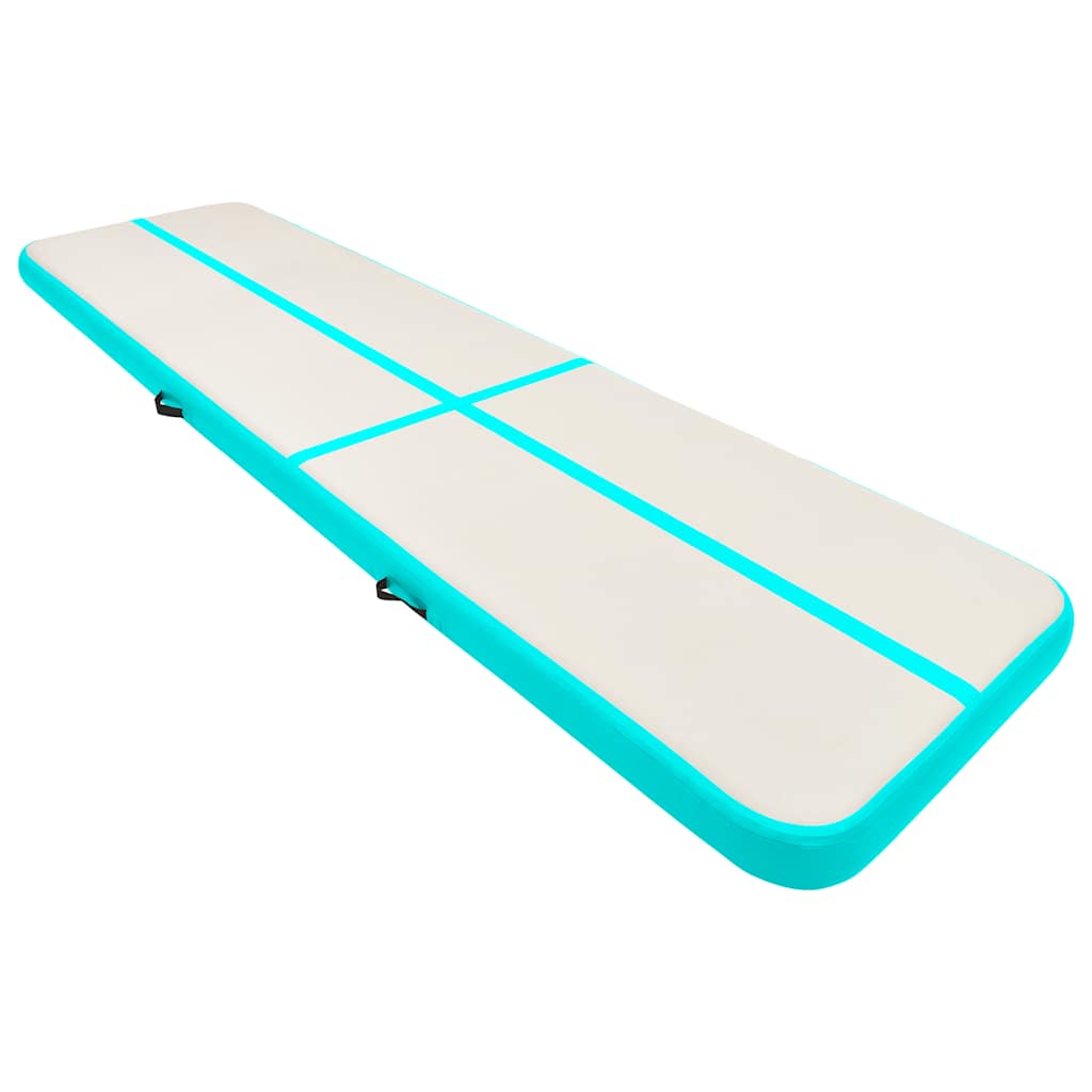 Gymnastiekmat met pomp opblaasbaar 600x100x20 cm PVC groen is nu te koop bij PeponiXL, paradijselijk wonen!
