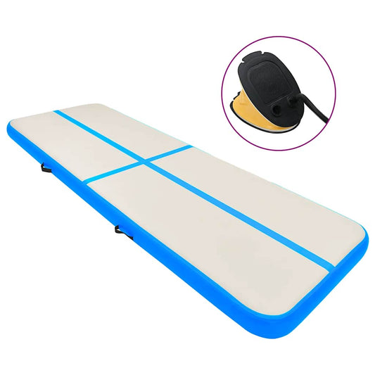Gymnastiekmat met pomp opblaasbaar 700x100x20 cm PVC bauw is nu te koop bij PeponiXL, paradijselijk wonen!