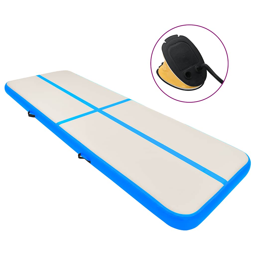 Gymnastiekmat met pomp opblaasbaar 800x100x20 cm PVC blauw is nu te koop bij PeponiXL, paradijselijk wonen!