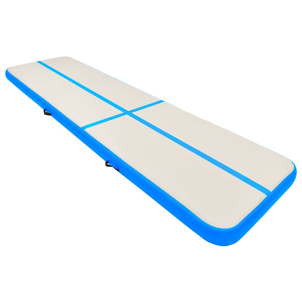 Gymnastiekmat met pomp opblaasbaar 800x100x20 cm PVC blauw is nu te koop bij PeponiXL, paradijselijk wonen!