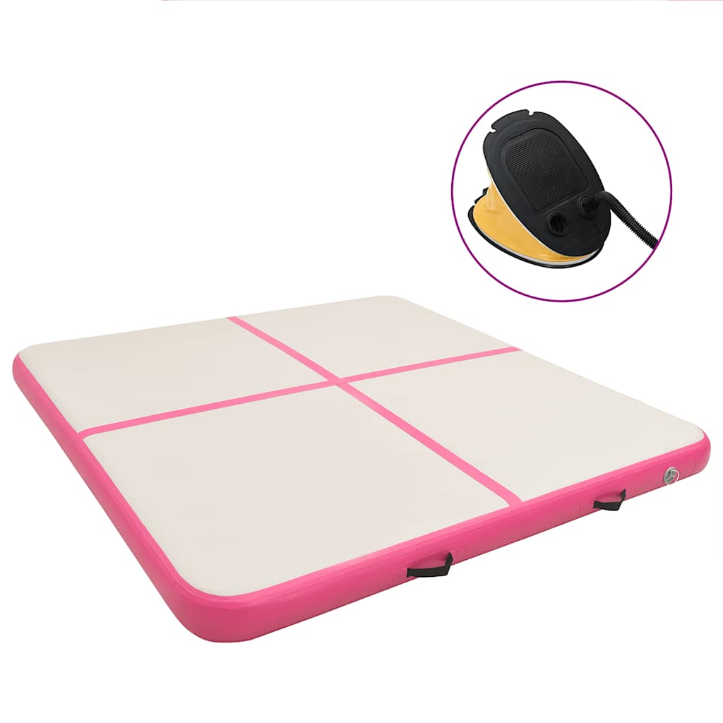 Gymnastiekmat met pomp opblaasbaar 200x200x10 cm PVC roze is nu te koop bij PeponiXL, paradijselijk wonen!