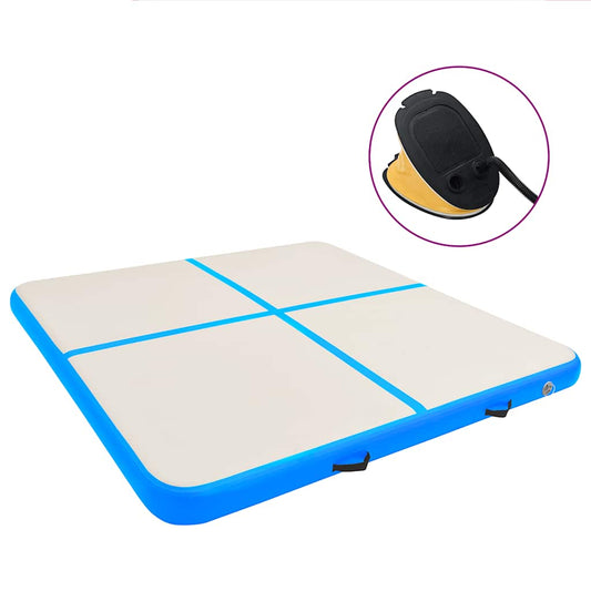 Gymnastiekmat met pomp opblaasbaar 200x200x10 cm PVC blauw is nu te koop bij PeponiXL, paradijselijk wonen!