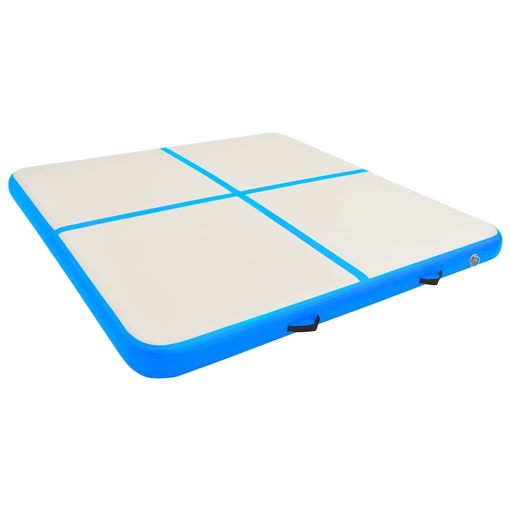 Gymnastiekmat met pomp opblaasbaar 200x200x10 cm PVC blauw is nu te koop bij PeponiXL, paradijselijk wonen!