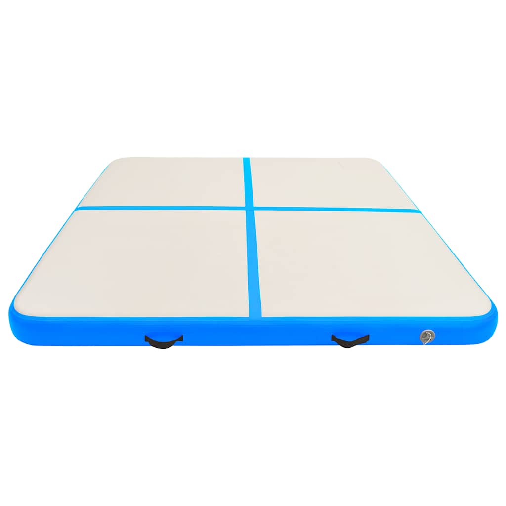 Gymnastiekmat met pomp opblaasbaar 200x200x10 cm PVC blauw is nu te koop bij PeponiXL, paradijselijk wonen!