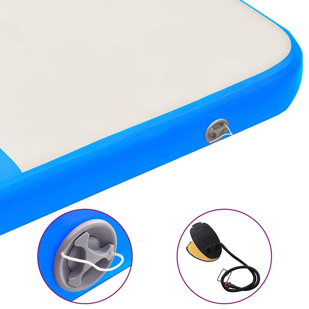Gymnastiekmat met pomp opblaasbaar 200x200x10 cm PVC blauw is nu te koop bij PeponiXL, paradijselijk wonen!