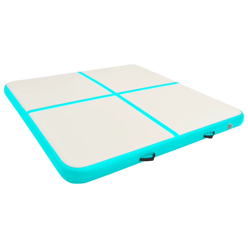 Gymnastiekmat met pomp opblaasbaar 200x200x10 cm PVC groen is nu te koop bij PeponiXL, paradijselijk wonen!