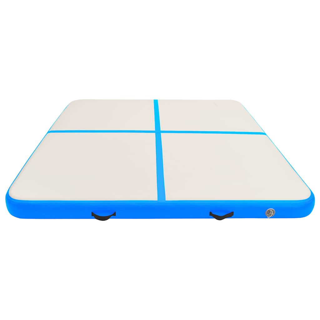 Gymnastiekmat met pomp opblaasbaar 200x200x15 cm PVC blauw is nu te koop bij PeponiXL, paradijselijk wonen!