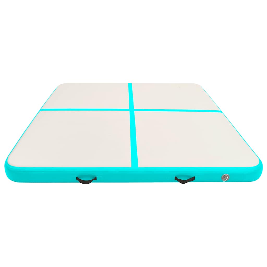 Gymnastiekmat met pomp opblaasbaar 200x200x15 cm PVC groen is nu te koop bij PeponiXL, paradijselijk wonen!
