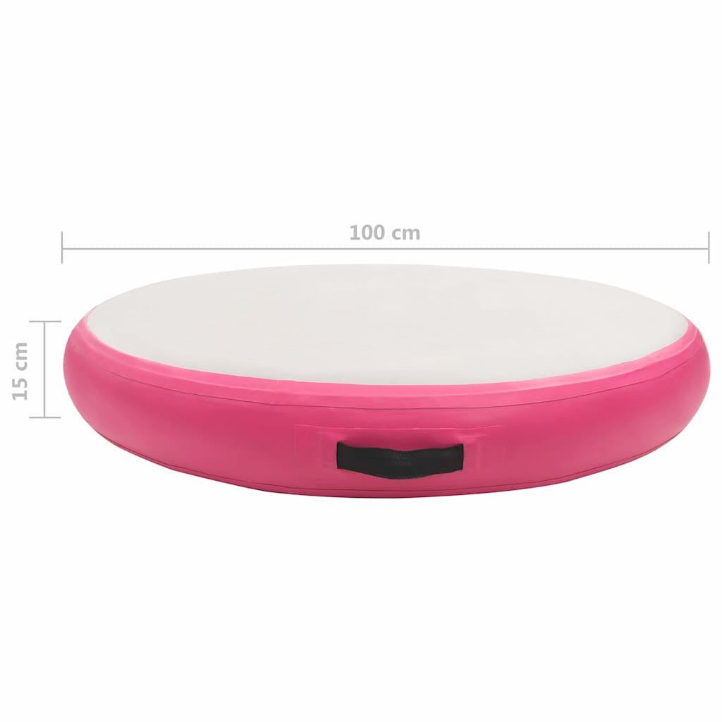 Gymnastiekmat met pomp opblaasbaar 100x100x15 cm PVC roze is nu te koop bij PeponiXL, paradijselijk wonen!