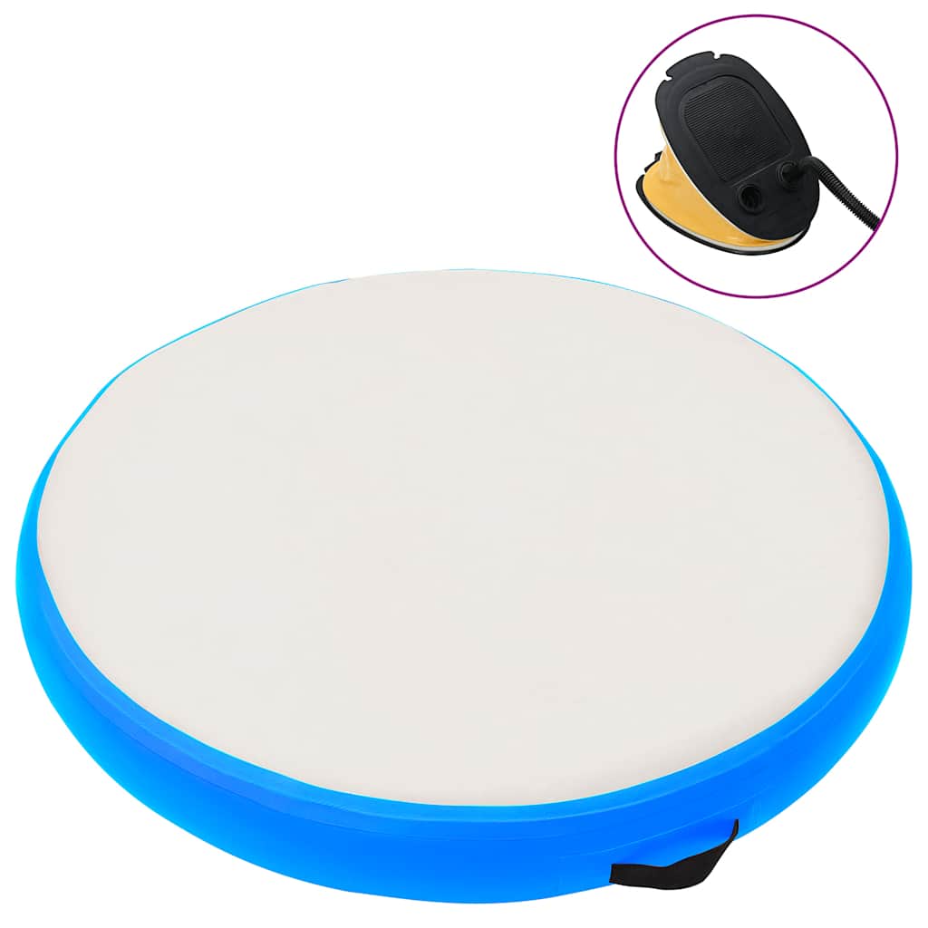 Gymnastiekmat met pomp opblaasbaar 100x100x15 cm PVC blauw is nu te koop bij PeponiXL, paradijselijk wonen!