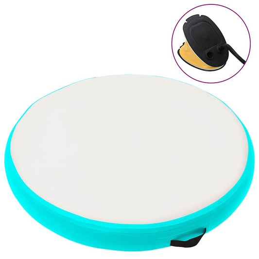 Gymnastiekmat met pomp opblaasbaar 100x100x20 cm PVC groen is nu te koop bij PeponiXL, paradijselijk wonen!