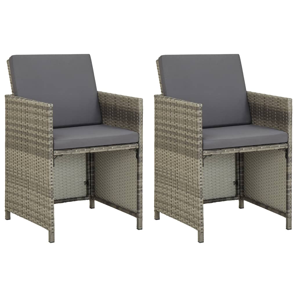 Tuinstoelen 2 st met kussens poly rattan grijs is nu te koop bij PeponiXL, paradijselijk wonen!