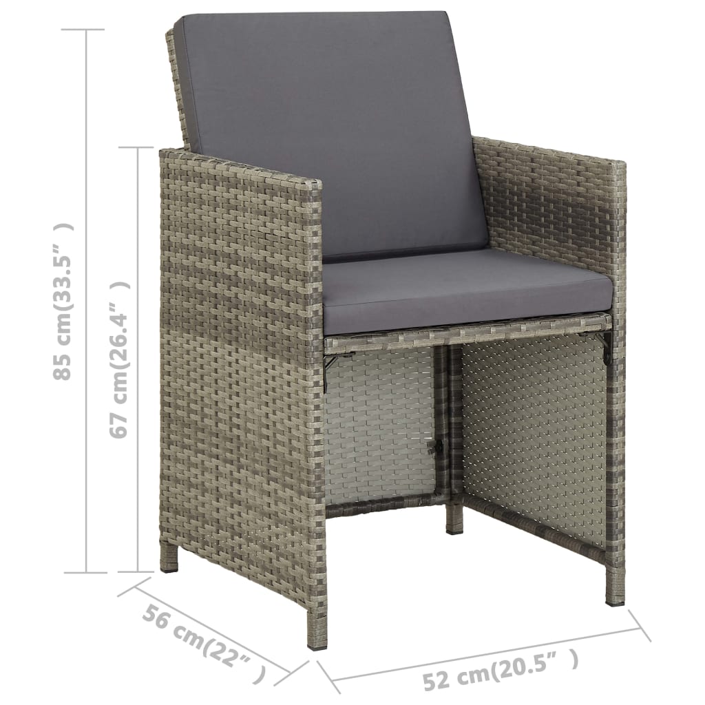 Tuinstoelen 2 st met kussens poly rattan grijs is nu te koop bij PeponiXL, paradijselijk wonen!