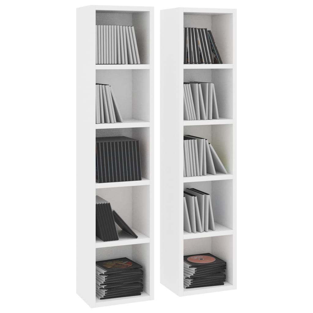 Cd-kasten 2 st 21x16x93,5 bewerkt hout wit is nu te koop bij PeponiXL, paradijselijk wonen!