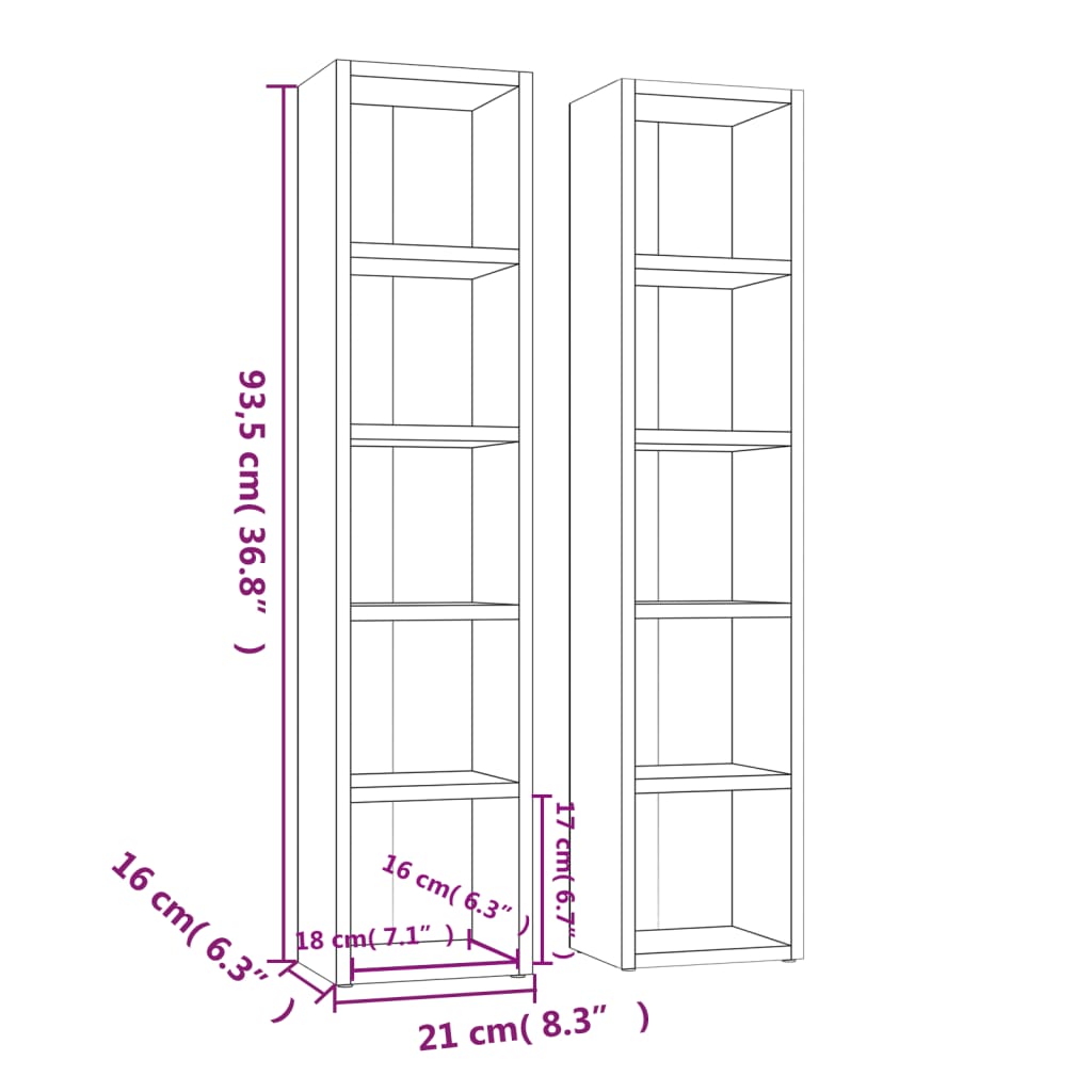 Cd-kasten 2 st 21x16x93,5 bewerkt hout wit is nu te koop bij PeponiXL, paradijselijk wonen!