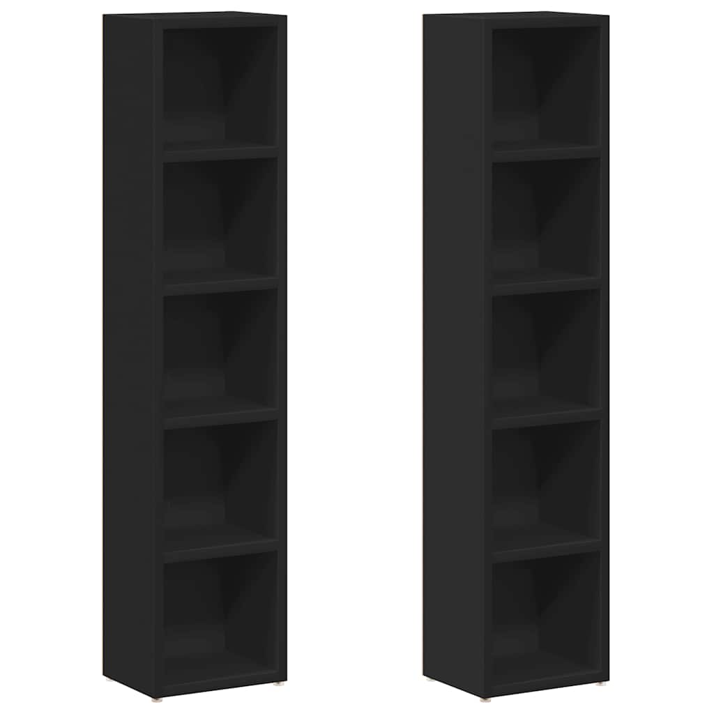 Cd-kasten 2 st 21x16x93,5 spaanplaat zwart is nu te koop bij PeponiXL, paradijselijk wonen!