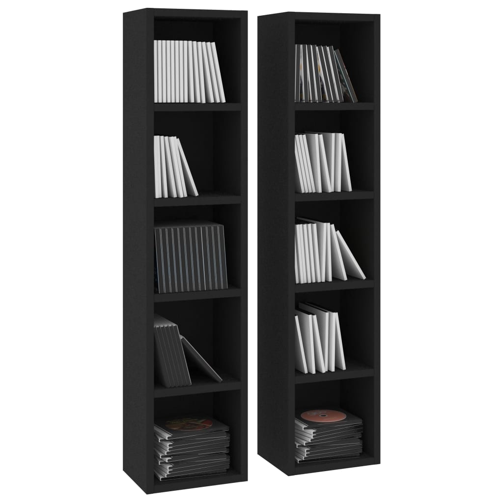 Cd-kasten 2 st 21x16x93,5 spaanplaat zwart is nu te koop bij PeponiXL, paradijselijk wonen!