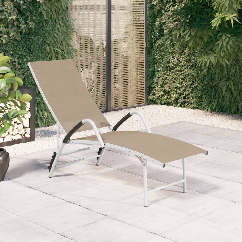 Ligbed textileen en aluminium crèmekleurig is nu te koop bij PeponiXL, paradijselijk wonen!