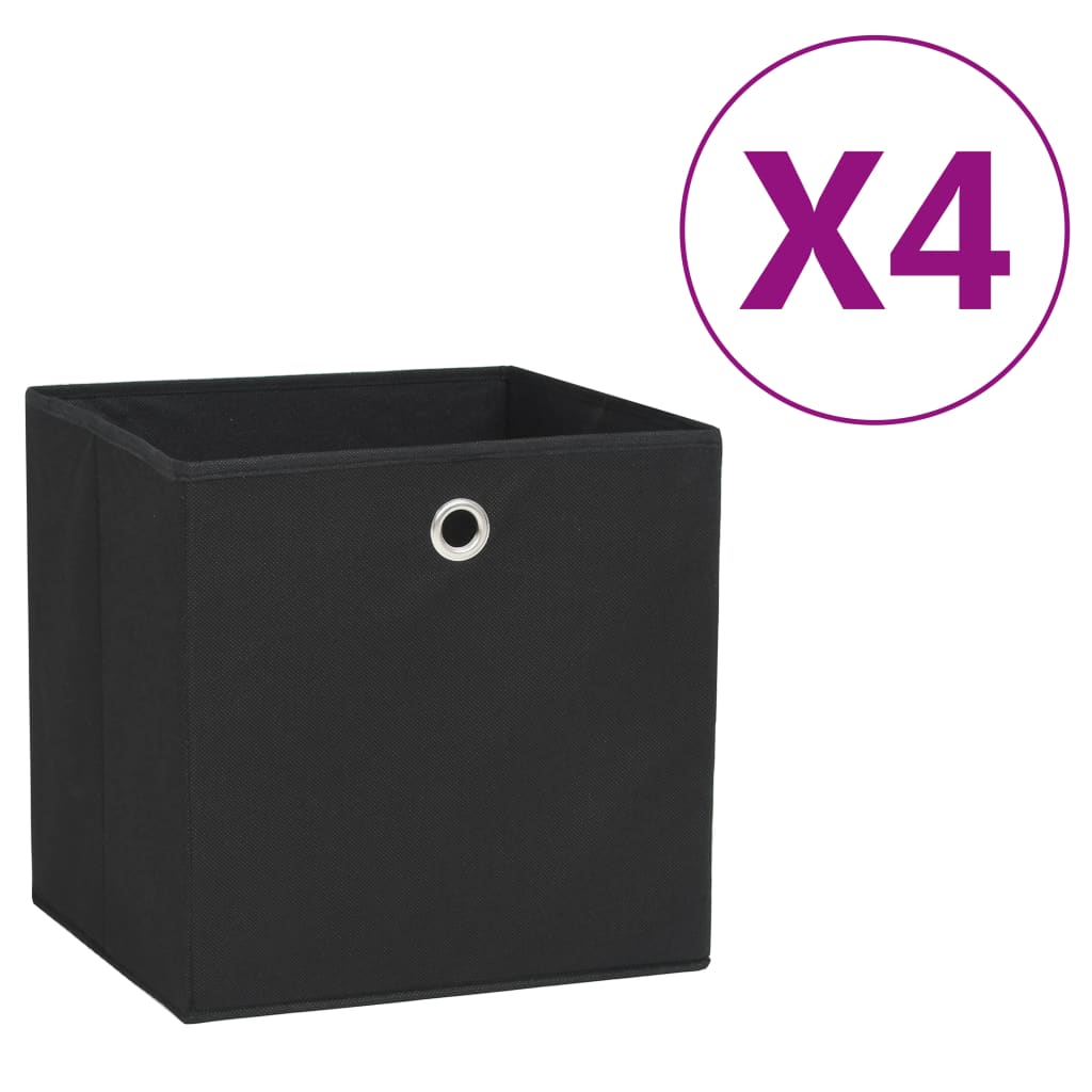 Opbergboxen 4 st 28x28x28 cm nonwoven stof zwart is nu te koop bij PeponiXL, paradijselijk wonen!