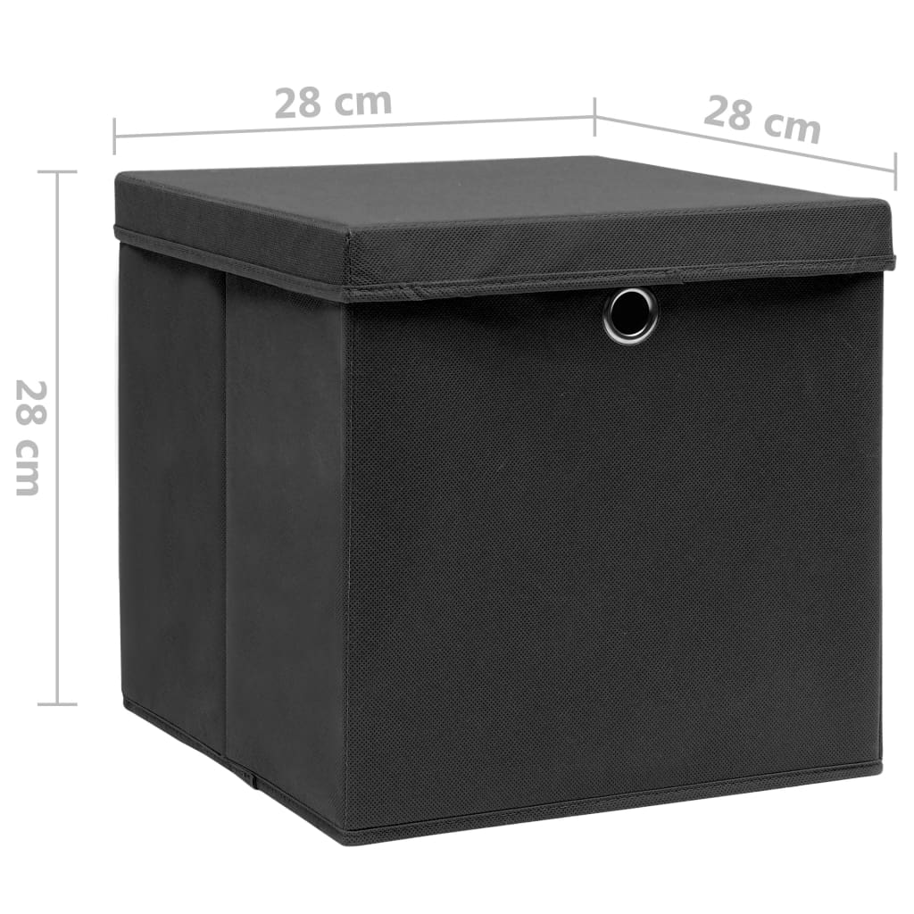 Opbergboxen met deksel 4 st 28x28x28 cm zwart is nu te koop bij PeponiXL, paradijselijk wonen!