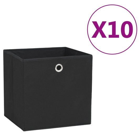 Opbergboxen 10 st 28x28x28 cm nonwoven stof zwart is nu te koop bij PeponiXL, paradijselijk wonen!