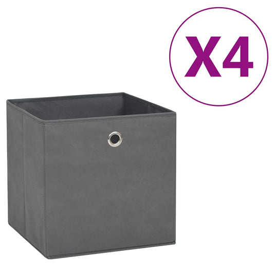 Opbergboxen 4 st 28x28x28 cm nonwoven stof grijs is nu te koop bij PeponiXL, paradijselijk wonen!