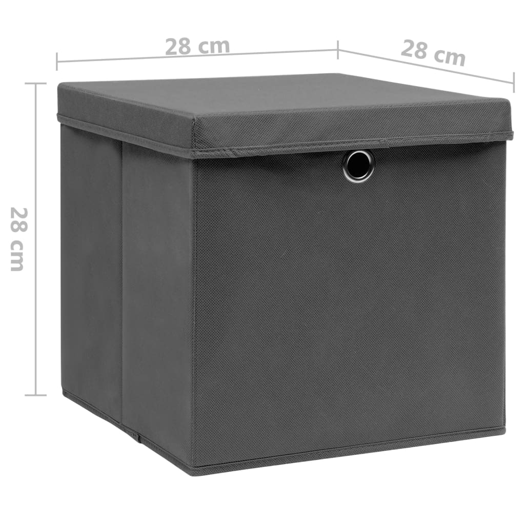 Opbergboxen met deksel 4 st 28x28x28 cm zwart is nu te koop bij PeponiXL, paradijselijk wonen!