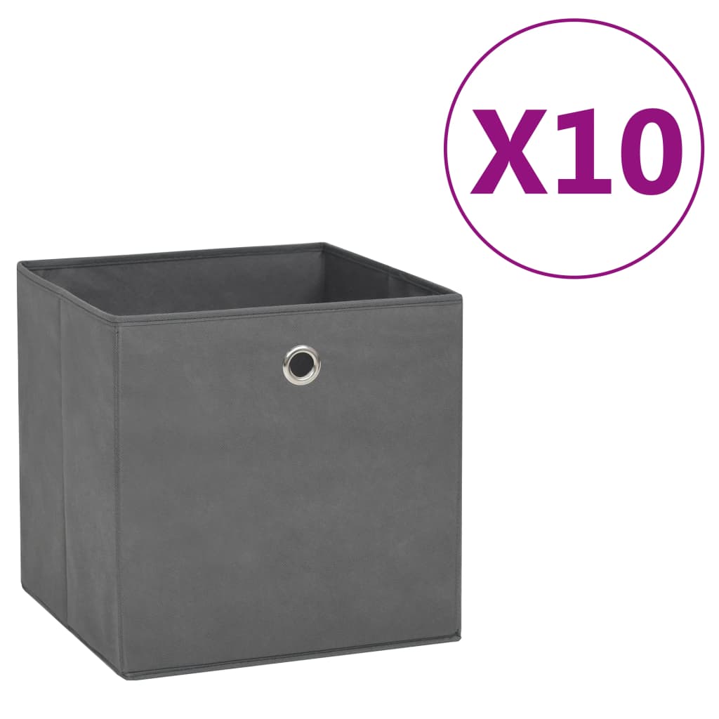 Opbergboxen 10 st 28x28x28 cm nonwoven stof grijs is nu te koop bij PeponiXL, paradijselijk wonen!