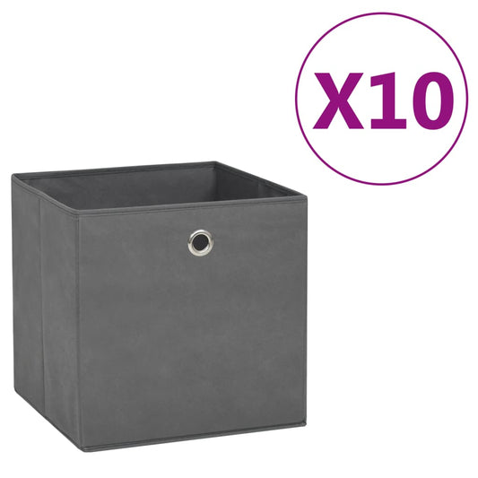Opbergboxen 10 st 28x28x28 cm nonwoven stof grijs is nu te koop bij PeponiXL, paradijselijk wonen!