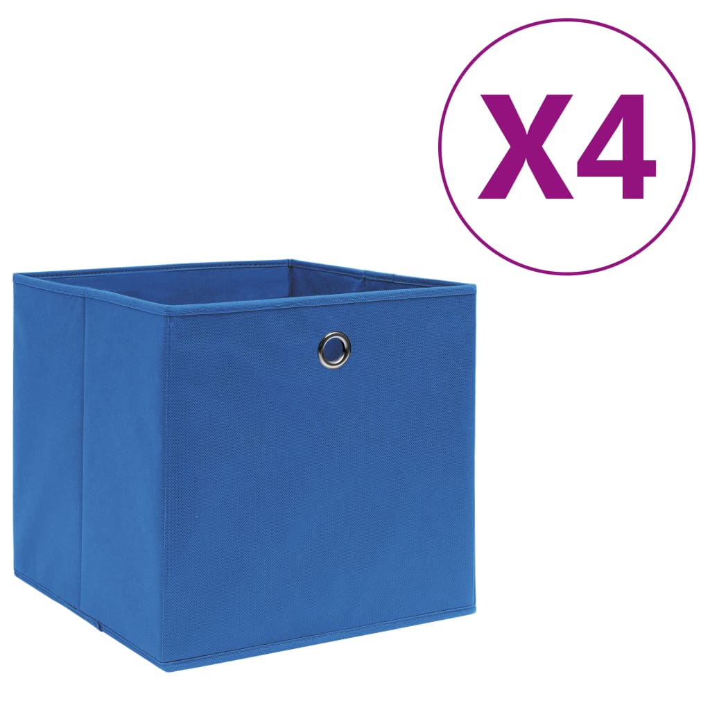 Opbergboxen 4 st 28x28x28 cm nonwoven stof blauw is nu te koop bij PeponiXL, paradijselijk wonen!