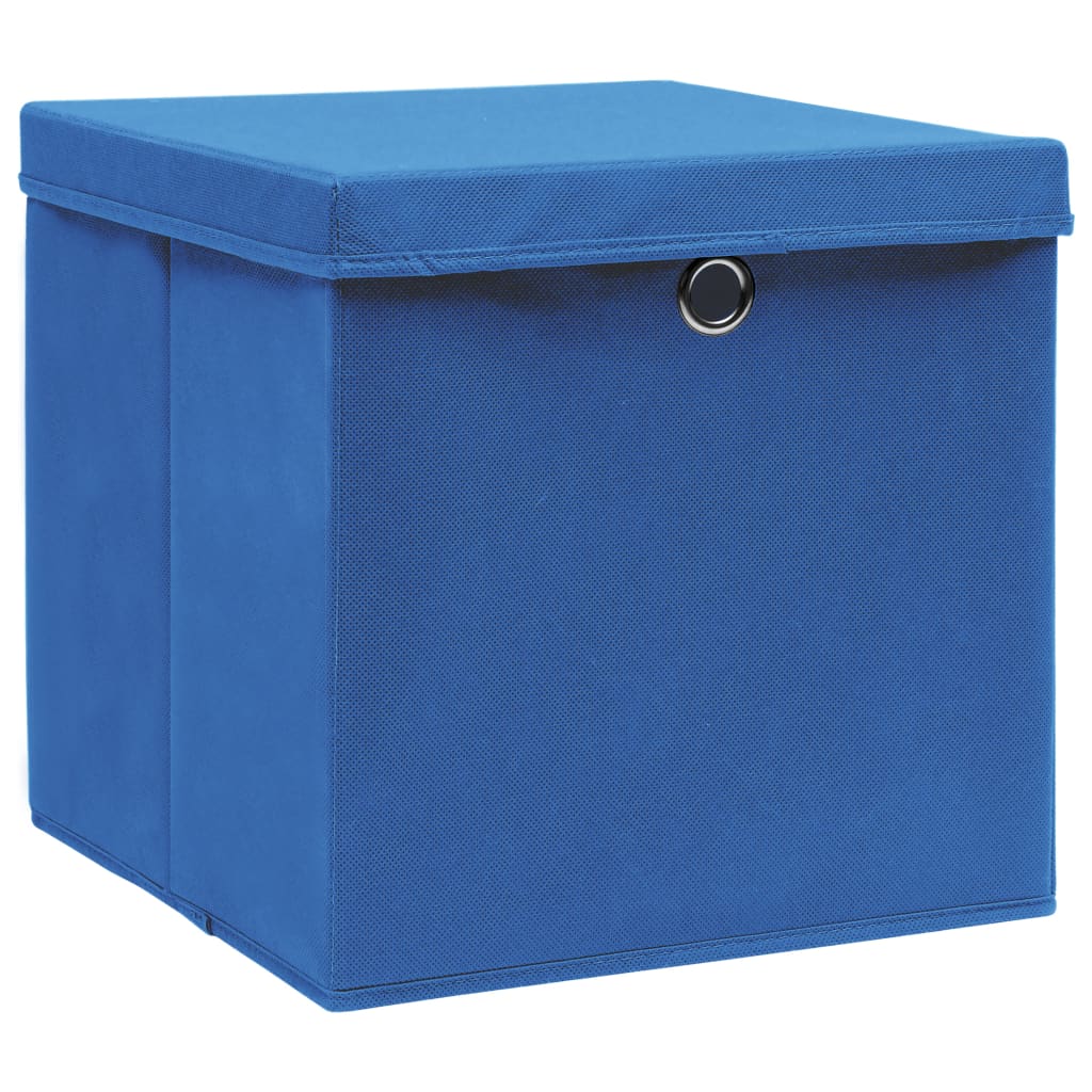 Opbergboxen met deksel 4 st 28x28x28 cm blauw is nu te koop bij PeponiXL, paradijselijk wonen!