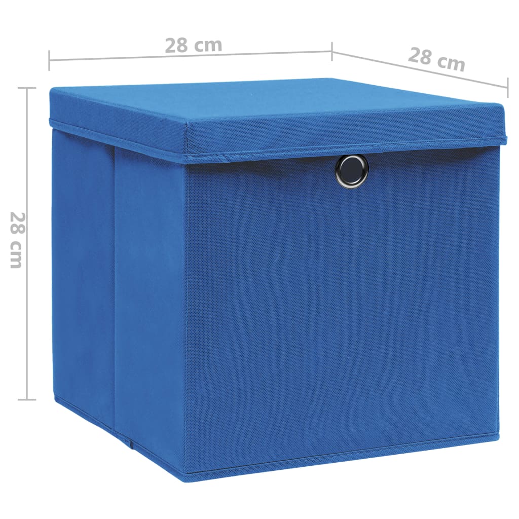 Opbergboxen met deksel 4 st 28x28x28 cm blauw is nu te koop bij PeponiXL, paradijselijk wonen!
