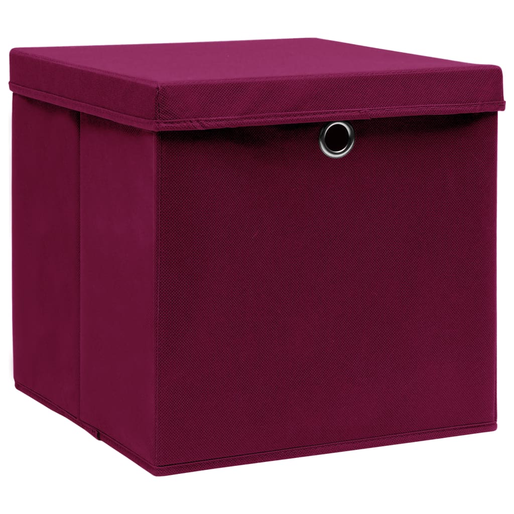 Opbergboxen met deksel 4 st 28x28x28 cm donkerrood is nu te koop bij PeponiXL, paradijselijk wonen!