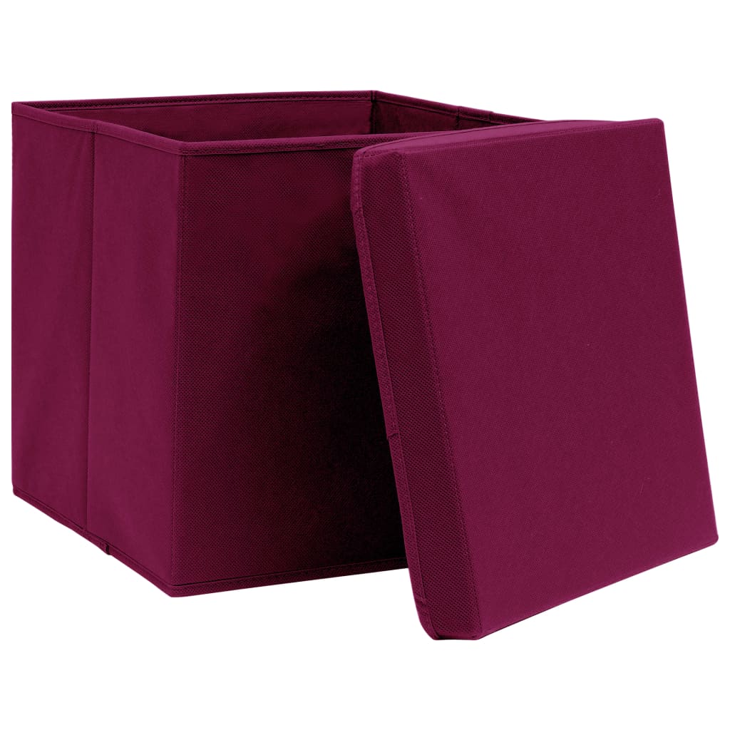 Opbergboxen met deksel 4 st 28x28x28 cm donkerrood is nu te koop bij PeponiXL, paradijselijk wonen!