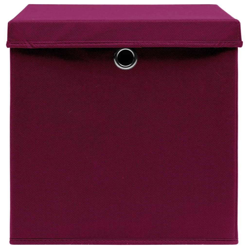 Opbergboxen met deksel 4 st 28x28x28 cm donkerrood is nu te koop bij PeponiXL, paradijselijk wonen!