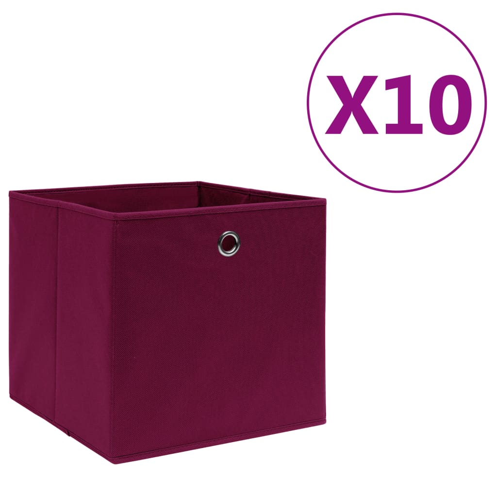 Opbergboxen 10 st 28x28x28 cm nonwoven stof donkerrood is nu te koop bij PeponiXL, paradijselijk wonen!