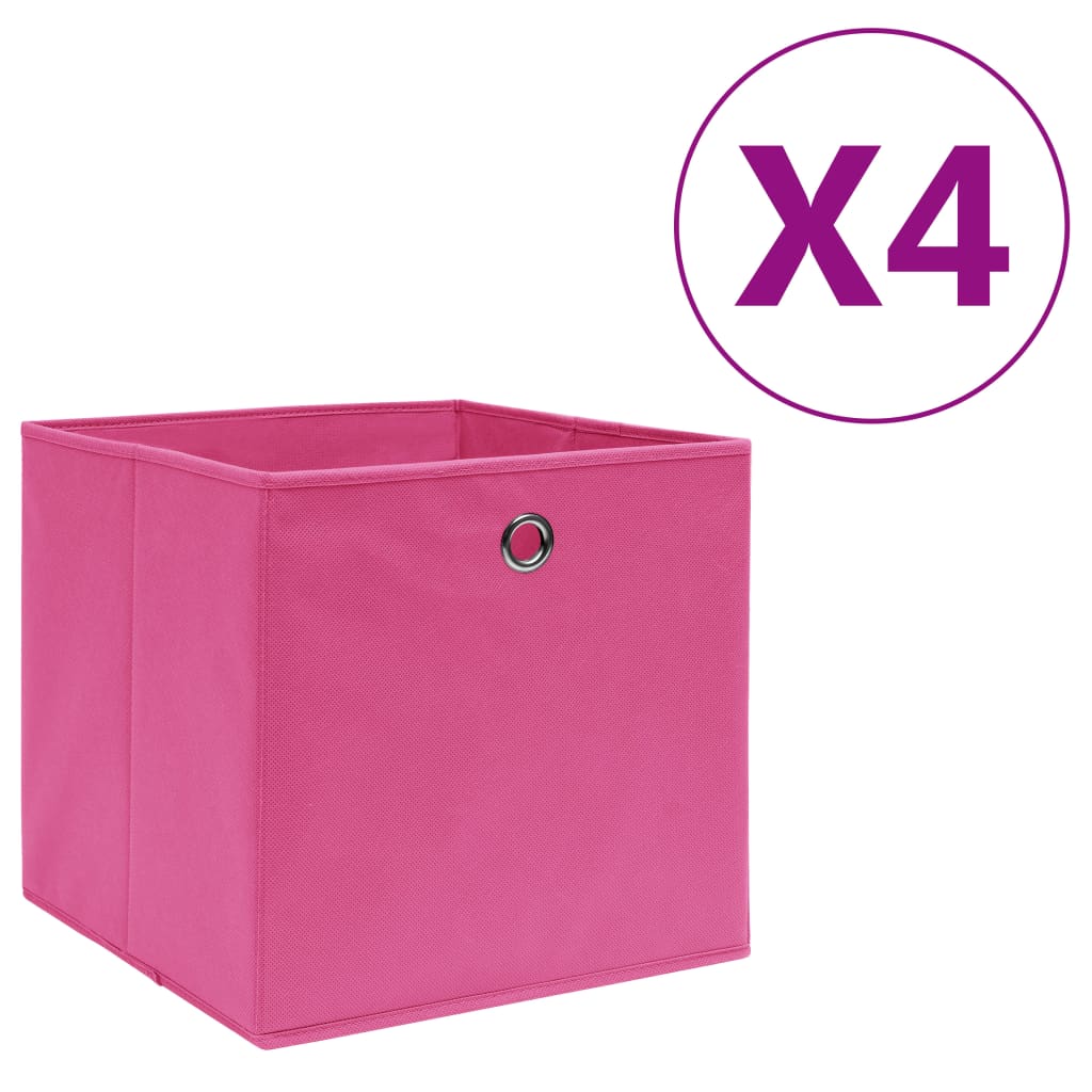 Opbergboxen 4 st 28x28x28 cm nonwoven stof roze is nu te koop bij PeponiXL, paradijselijk wonen!