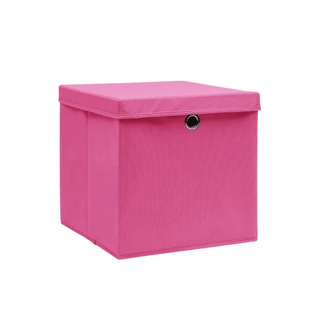 Opbergboxen met deksel 10 st 28x28x28 cm roze is nu te koop bij PeponiXL, paradijselijk wonen!