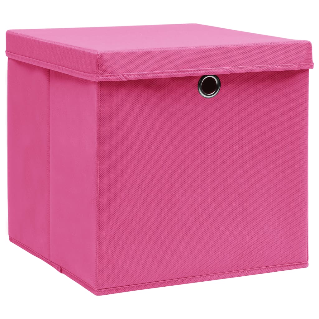 Opbergboxen met deksel 10 st 28x28x28 cm roze is nu te koop bij PeponiXL, paradijselijk wonen!