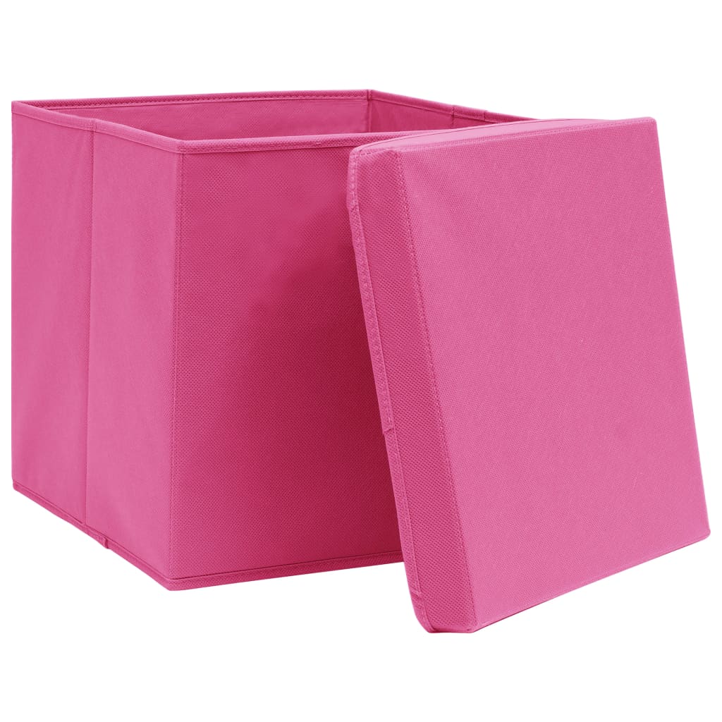Opbergboxen met deksel 10 st 28x28x28 cm roze is nu te koop bij PeponiXL, paradijselijk wonen!