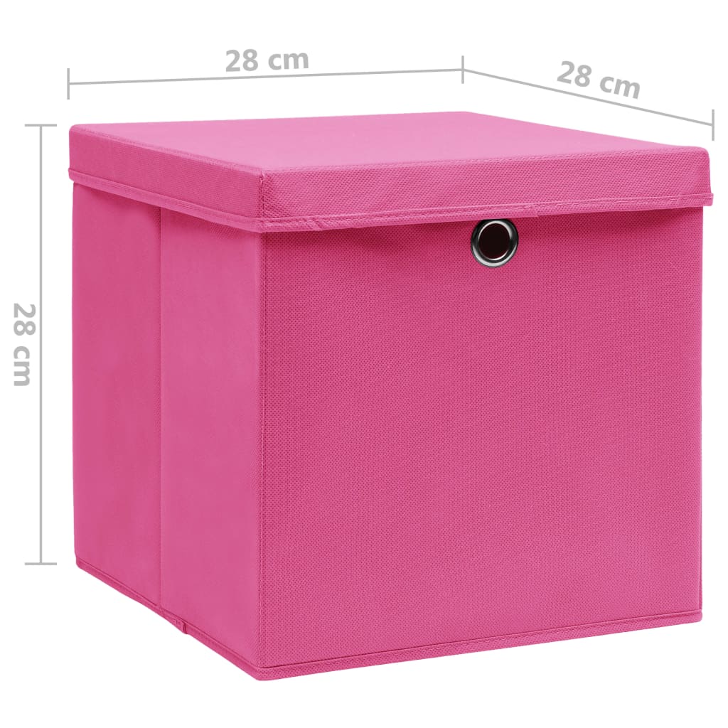 Opbergboxen met deksel 10 st 28x28x28 cm roze is nu te koop bij PeponiXL, paradijselijk wonen!